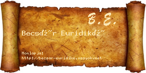 Becsár Euridiké névjegykártya